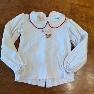 Remember Nguyen White Long-Sleeve Kids Shirt Santa embroidery Red Trim size 4t